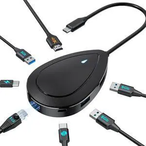 JAENFONG USB C Docking Station USB C Hub 4K HDMI Type C to USB Adapter 1 Gbps Ethernet 100W Power Delivery 3 USB 3.0&1 Type-C 3.0 for MacBook Pro Air XPS (Single HDMI)
