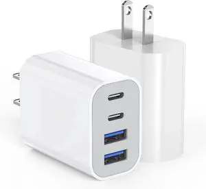 40W iPhone 16 Charger Block 2Pack 4-Port Fast USB C Charger Blocks Multiport PD Power Adapter & QC Plug iPhone Cube USBC Charging Brick Adapter for iPhone 16/16 Pro/15/15 Pro Max/14/13/12/iPad
