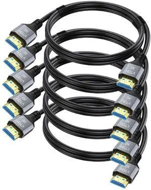 JAENFONG 8K HDMI 2.1 Cable 6.6 FT 5-Pack Shielded HDMI Cord 6.6FT 48Gbps High Speed Computer HDMI TV Monitor Cord-8K@60Hz 4K@120Hz/165Hz HDCP 2.2&2.3 HDR 10 for ARC eARC PS4 PS5 Sound Bar/