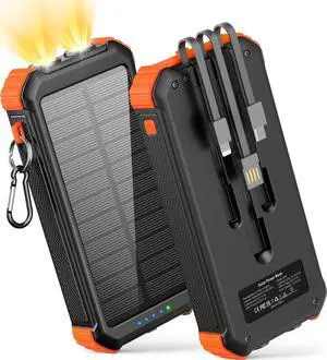 JAENFONG 45800mAh Solar Charger Power Bank Portable Phone Charger with USB C in/Output 5V3.1A QC 3.0 Fast Charging Solar Panel for Cellphone External Battery Pack with Dual Flashlights for Camping