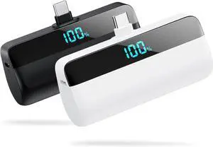 [2-Pack] Mini Portable Charger for iPhone 16/15 Series Upgraded 5500mAh 3A PD Fast Charging USB C Power Bank LCD Display Battery Pack Compatible with 16/16 Pro Max/15/15 Pro Max Android etc