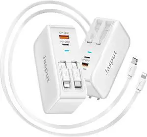 4 in 1 Retractable Wall Charger with Dual Cables 40W Retractable Phone Charger Wall Plug with Dual USB Ports 20W USB C Chargers Block Fast Charging for iPhone 16 15 14 13 LG Galaxy S24 23 Pixel