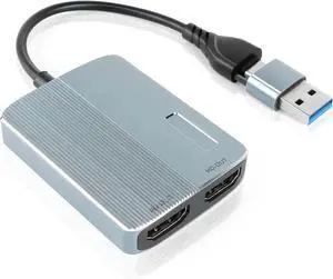 JAENFONG USB 3.0 or USB C to HDMI Adapter for Dual Monitors HDMI Splitter Extended Display Adapter for Windows Mac OS - Multi-Monitor Display 3 Separate Screen