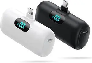 [2 Pack] Samll Portable Charger for iPhone 16/15 Series 5000mAh 3A PD USB C Power Bank Mini LCD Display Battery Pack Compatible with iPhone 16/16 Plus/16 Pro/15 Pro Max Android/Moto/LG etc