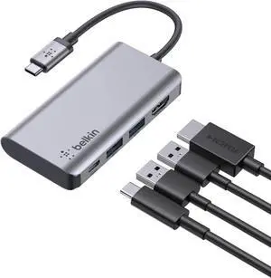 JAENFONG USB C Hub 4-in-1 Multi-Port Laptop Dock with 4K HDMI USB C Docking Station with 100 Watt Pass-Through Power Delivery 2 X USB A Ports For MacBook Pro Air iPad Pro Chromebook and More