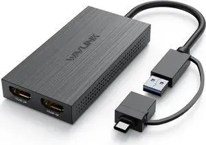 JAENFONG USB 3.0 or USB C to HDMI Adapter for Dual Monitors Dual 1080p@60Hz Universal Video Graphics USB to Dual HDMI Adapter for USB 3.0 or USB-C Thunderbolt 3/4 USB 4 Windows Mac OS