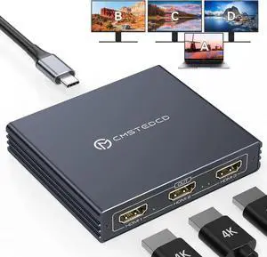 JAENFONG USB C to HDMI Splitter for 3 Monitors with 100W PD 4K@60Hz USB-C to 3 HDMI Adapter 1 in 3 Out Support Extended Mode on Windows for Thunderbolt 3 or Above Port