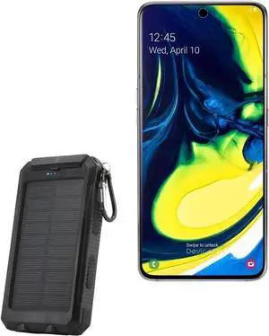 JAENFONG Power Bank Compatible with Galaxy A51 - Solar Rejuva PowerPack (10000mAh) Solar Powered Backup Power Bank 10000mAh - Jet Black