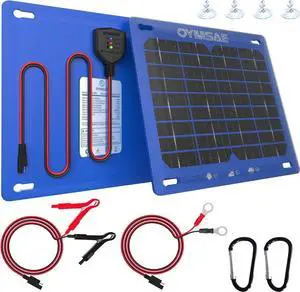 JAENFONG 7.5W 12V Solar Panel Battery Charger Portable Waterproof Power Trickle Battery Charger & Maintainer for Car Boat Automotive RV with Cigarette Lighter Plug & Alligator Clip