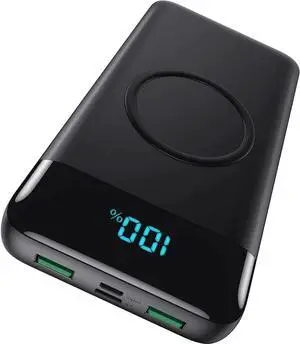 Wireless Portable Charger 30 800mAh 15W Wireless Charging 25W PD QC4.0 Fast Charging Smart LCD Display USB-C Power Bank 4 Output External Battery Pack Compatible with iPhone 16/15/14/13 etc