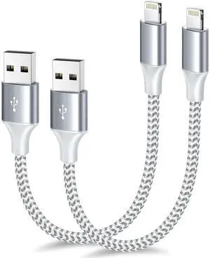 JAENFONG [ MFi Certified] Short iPhone Charger 1ft 2Pack USB A to Lightning Cord Nylon Braided 12 Inch Fast Charging iPhone Cable Compatible with iPhone 14 13 12 11 Pro/Max/Mini Xs SE2/iPad for Car