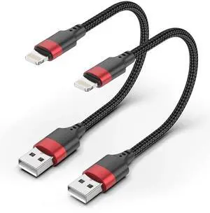 JAENFONG 6 inch Short Lightning Cable [MFi Certified] 2 Pack Short iPhone Charger Cord Braided 0.5ft USB to Lightning Cable for Charging Stations iPhone 14 13 12 11 Pro Max XR XS 8 SE iPod