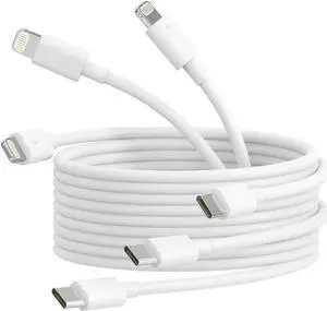 JAENFONG USB C to Lightning Cable 3Pack 6ft [ MFi Certified] iPhone Fast Charging Type c to Lightning Cable for iPhone 14/13/12/11/XS/8 and More
