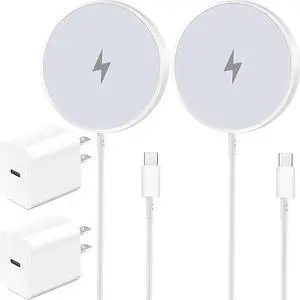 iPhone Wireless Charger for MagSafe Charger iPhone 16/15/14/13/12/AirPods 15W Long Calbe 10ft Fast Charging Magnetic Pad & Type-c Block for s25 2Pack