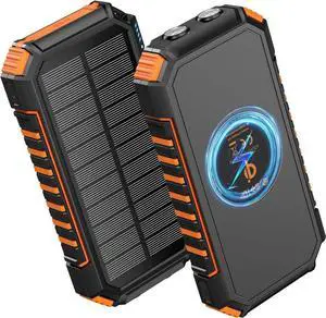 JAENFONG -Solar-Phone-Charger-26800mAh - Wireless Power Bank with LED Flashlight - 3.0A Fast Charging External Battery Bank with USB C for iPhone Galaxy Tablet & Outdoor Camping