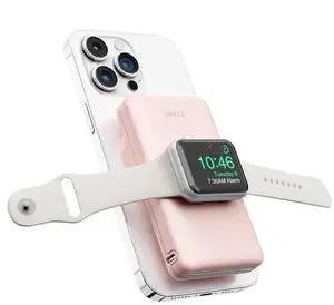 MAG-X Magnetic Wireless Power Bank with iWatch Charger 10000mAh PD Fast Charging Portable Charger Compact Battery Pack Compatible with iPhone 15/14/13/12 Series Watch Ultra/8/7/6/5/4
