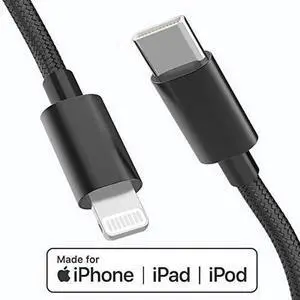 JAENFONG MFi Certified USB C to Lightning Cable 4 FT Charger/Sync for iPhone X/XS/XR/XS Max / 8/8 Plus (for Use with Type C Chargers) 4FT (Black)