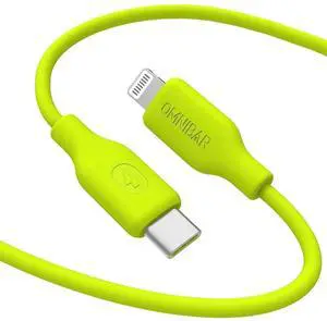 JAENFONGUSB C to Lightning Cable Silicone MFi Certified iPhone Charger Fast Charging Cable Charger Cord Type C Lightning Cable for iPhone 14/13/12/11 Pro Max/XR/XS/X iPad Air/Mini/Pro (6FT Lime Green)