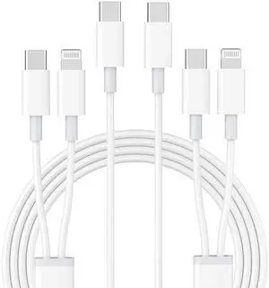 JAENFONG2 in 1 USB C to USB C/Lightning Cable Compatible for iPhone 16 15 14 13 12 11 XS XR X 2 Pack 60W Type C Multiple Charging with Lightning/Type C Port iPhone Charger Cord Fast Charging Cable 6FT