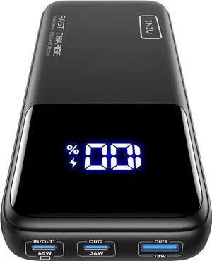 JAENFONG Power Bank 20000mAh 65W Compact USB C Laptop Portable Charger PD QC Fast Charging 3-Output Battery Pack Travel Charger for Laptop MacBook iPad Tablet Steam Deck iPhone 16 15 S22