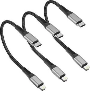 JAENFONG 6 inch USB C to Lightning Cable Short 3-Pack Braided Type C Lightning Cable PD Fast Charging MFi Certified 0.5ft iPhone Charging Cord for iPhone 14 13 12 11 Pro Max Xs Plus iPad Air Black JAENFONG 6 inch USB C to Lightning Cable Short 3-Pack Braided Type C Lightning Cable PD Fast Charging MFi Certified 0.5ft iPhone Charging Cord for iPhone 14 13 12 11 Pro Max Xs Plus iPad Air Black