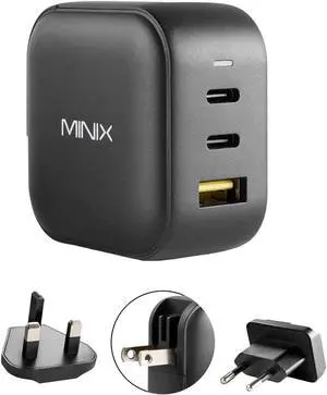 66W Turbo 3-Port GaN Wall Charger 2 x USB-C Fast Charging Adapter 1 x USB-A Quick Charge 3.0 Compatible with MacBook Pro Air iPad Pro iPhone 15/13/12 mini/11 Galaxy S9 S8 and More (NEO P1)