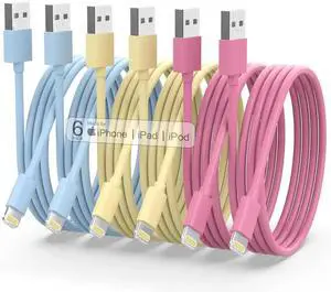 JAENFONG iPhone Charger [ MFi Certified] 6Pack 3/3/6/6/6/10 FT Lightning Cable Car iPhone Carplay Cable Lightning to USB Charging Cord for iPhone 14 13 12 11 Pro Max XR XS X 8 7 6 Plus SE iPad