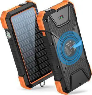 JAENFONG Solar Power Bank PD18W QC3.0 Fast Charging 10W Wireless Charger 20000mAh Solar Powered Powerbank with Type C Input/Output IPX5 Waterproof Camping Flashlight Compass Carabiner JAENFONG Solar Power Bank PD18W QC3.0 Fast Charging 10W Wireless Charger 20000mAh Solar Powered Powerbank with Type C Input/Output IPX5 Waterproof Camping Flashlight Compass Carabiner