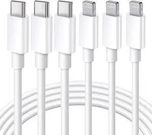 JAENFONG [MFi Certified] USB C to Lightning Cable 3Pack 10FT iPhone Fast Charger Cable Type C Charging Cord Compatible with iPhone 14 13 13 Pro Max 12 12 Pro Max 11 XS XR X 8 iPad White