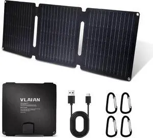 JAENFONG 30W Portable Solar Panel Foldable Solar Panels Charger for Camping Hiking Outdoor IP65 ETFE Waterproof Panel Solar Kit with 3 Transfer Conectors DC/Type-C/USB/QC3.0 Output