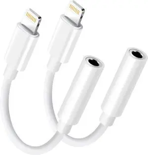 JAENFONG Lightning to 3.5mm Headphone Jack Adapter - Audio Adapter for iPhone Aux Converter Dongle Audio Cable Compatible with iPhone 14 Pro Max/14 13 12 11 X XS 8 7 MFi Certified