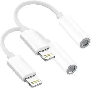 JAENFONG 2 Pack Headphones Adapter 3.5 mm Headphone/Earphone Jack Audio Aux Adapter Dongle Compatible with iPhone 14 13 12 11 Pro XR XS Max X 8 7 6s Plus