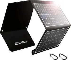 JAENFONG 30W Solar Panel with USB C Fast Charging & QC 3.0 USB Ports Compatible with Cell Phone iPhone iPad Drone Camera Foldable Portable Solar Charger for Camping Hiking Backpacking