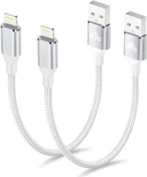 JAENFONG Short iPhone Charger Cord 1ft 2Pack Certified USB A to Lightning Cable 1 Foot Nylon Braided Short iPhone Cable Fast Charging for iPhone 14 13 12 11 Pro Max XR XS 8 7 6 Plus SE