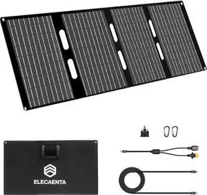 JAENFONG 60W Portable Solar Panel for Power Station USB C & USB A and DC 18V Output IP68 Waterproof Foldable ETFE Solar Charger Compatible with iPhone Camping Hiking Outdoor