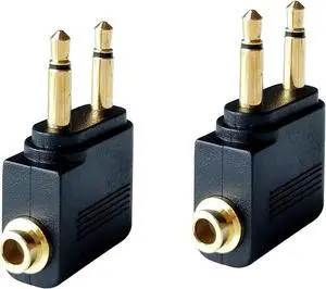 JAENFONG Dual 3.5mm Male to 3.5mm Female Airplane Headphone Adapter Gold Plated (2 Pack) JAENFONG Dual 3.5mm Male to 3.5mm Female Airplane Headphone Adapter Gold Plated (2 Pack)