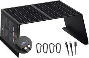 JAENFONG Portable Solar Panel with 3-in-1 Cable Lightweight 30W Solar Panel Charger with Digital Ammeter for Camping&Hiking Compatible with iPhone iPad ?????????????????????? ????????????????