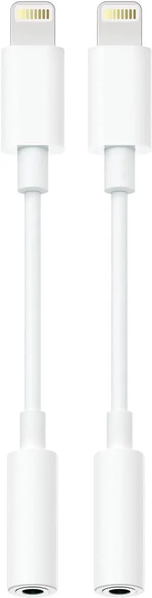 JAENFONG Lightning to 3.5mm Headphone Adapter for iPhone - 2 Pack Hi-Res iPhone Aux Adapter Converter Jack Dongle Audio Aux Cord for iPhone 14 13 12 11 X XS White