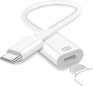 JAENFONG USB C to Lightning Headphone Audio Adapter Type C Male to Female Lightning Earphone Converter with Charge/Data Transfer Compatible with iPhone 16/15 Plus/Pro/Max iPad Pro/Air 6/5/4 MacBook