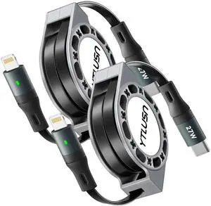 JAENFONG Retractable USB Type C Lightning Cable 4Ft 2Pack Colide iPhone Charger Fast Charging for Car Mini USBC iPhone Cord for iPhone 14/13/12/11 Series/SE/iPad/CarPlay JAENFONG Retractable USB Type C Lightning Cable 4Ft 2Pack Colide iPhone Charger Fast Charging for Car Mini USBC iPhone Cord for iPhone 14/13/12/11 Series/SE/iPad/CarPlay