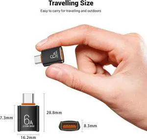 JAENFONG 8 Pack 10Gbps/120W Type C Male to USB Female OTG Adapter Black USB C to USB3.1 Adapter for Smartphone PC Laptop Tablet Keyboard etc.