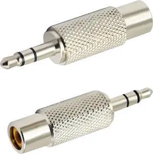 JAENFONG RCA to 3.5MM Audio Adapter Metal 3.5mm (1/8 Inch) Stereo Plug Male to RCA Female Jack Adaptor Connector(Silver)(2 Packs 3-Pole) JAENFONG RCA to 3.5MM Audio Adapter Metal 3.5mm (1/8 Inch) Stereo Plug Male to RCA Female Jack Adaptor Connector(Silver)(2 Packs 3-Pole)