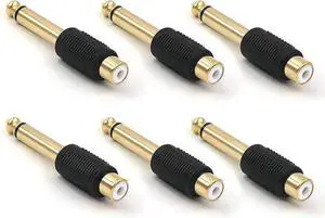JAENFONG RCA to 1/4 Audio Adapter 6.35mm Mono Plug Male to RCA Female Connectors 6-Pack JAENFONG RCA to 1/4 Audio Adapter 6.35mm Mono Plug Male to RCA Female Connectors 6-Pack
