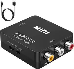 JAENFONG AV to HDMI Converter RCA to HDMI Adapter Composite CVBS Video Audio Support PAL/NTSC for TV/PC/ PS3/ STB/Xbox VHS/VCR/Blue-Ray DVD Players