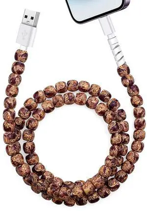 JAENFONG for iPhone Charging Cord 3.3FT Cute Beaded Phone Charger Cable [MFi Certified] 66W Fast Charger Cord USB A Charging Cable for iPhone 14 13 12 11 Pro Max 8 7 6 Plus iPad Pro/Air/Mini Wooden
