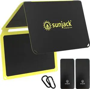 JAENFONG 25 Watt Foldable IP67 Waterproof ETFE Monocrystalline Solar Panel + 2X 10000mAh Power Banks with USB-A and USB-C for Cell Phones Tablets and Portable for Backpacking Camping Hiking