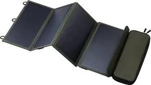 JAENFONG NESTOUT Portable Solar Panel Dual USB-A Ports 28W Power Generation Charger for Phone Camping Durable Water-Resistant Ripstop Nylon Foldable Lightweight Adjustable Stands (4-Panel)