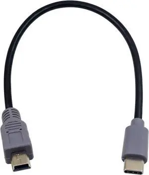JAENFONG Mini USB to USB C OTG Cable Short Type C to Mini Male Cable On-The-go Data Convertor Adapter for MacBook iMac Pro Chromebook Pixel 10 inch/25 cm