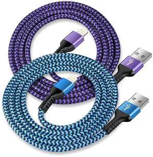 JAENFONG USB A to Lightning Cable-2Pack/6Ft Nylon Braided Long iPhone Charger Cord Approved Fast Charging Power Wire for iPhone 14 Pro Max 13 Pro Max 13Pro 13 13 Mini 12 11 10 XR XS X 8 Plus 7 6 6s