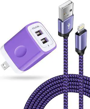 JAENFONG iPhone Wall Charger & Lightning Cable MFI Certified Braided Phone Charger Cord Fast Charging Powerline USB Plug Adapter for iPhone 14/13/12 Pro Max/SE/11/11 Pro/XS/XR/8/7/6S Plus iPad